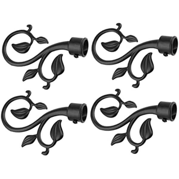 [QD] 4 stk. Dekorative Endestykker Gardinstænger Sort Gardinstang Sort