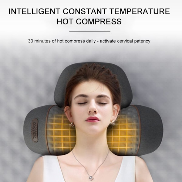 Elektrisk nackmassagekudde med värme, vibrerande shiatsu-massageapparat för smärtlindring, cervikal, ortopedisk kudde Singl_nzywt Single Space Gray