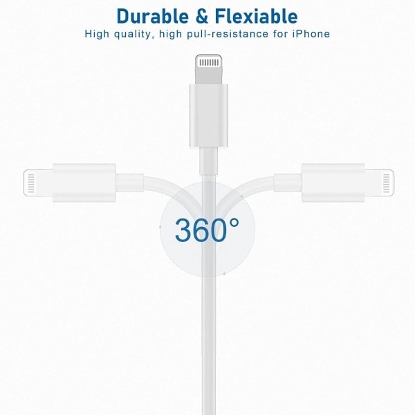 [QD]CDQ iPhone Lader USB-C - Kabel / Ledning - 20W - Hurtiglader 4-pakning