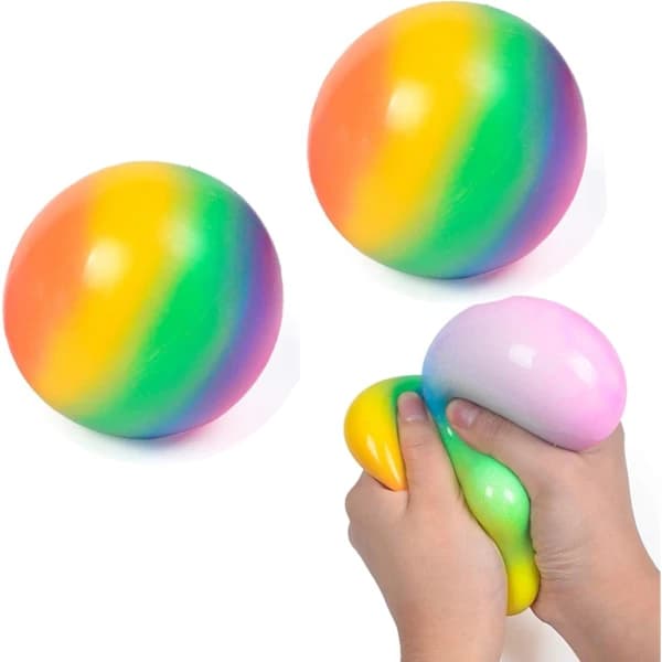 Regnbue Stressbold 2-pak - Anti-stress Sensoriske Bolde, Giftfri