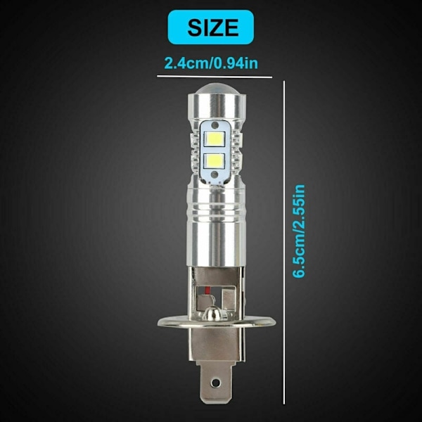 H1 LED-frontlyspære 6000k fjernlys og nærlys 100w High Brightr 2stk-