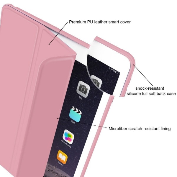 [QD] Smart Case -kotelo, yhteensopiva iPad Air 2:n kanssa, Läpinäkyvä Mattapintainen Magneettinen Takakansi Auto Sleep/Wake -toiminnolla, ruusukulta