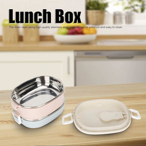[QD] 2 st Bento-lådor, Bärbara Termiskt Isolerade Lunchbehållare, Termisk Matbehållare i Rostfritt Stål, Lunchlådetillbehör