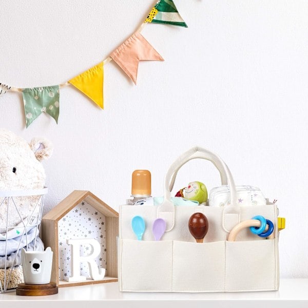 QD-Baby Stelleveske 11 rom Avtakbar skillevegg Bærbar filtveske beige