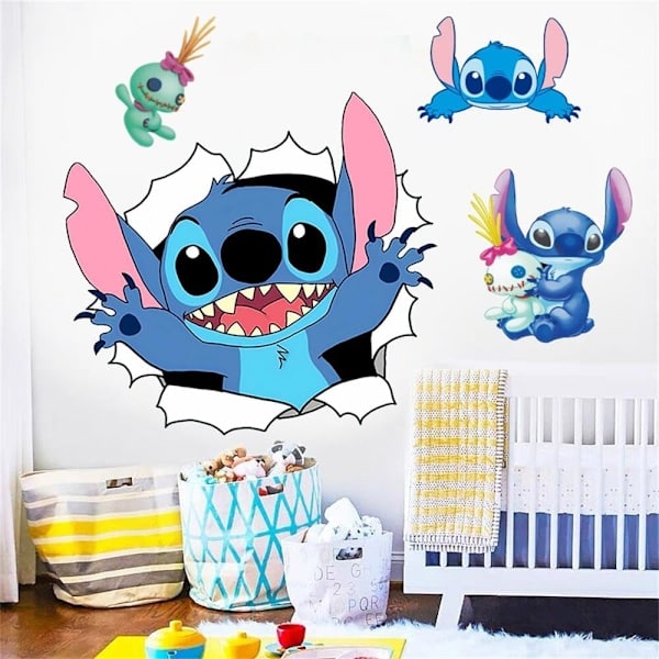 QD-Lilo och Stitch väggdekaler barn tecknad väggkonst Stitch vägg