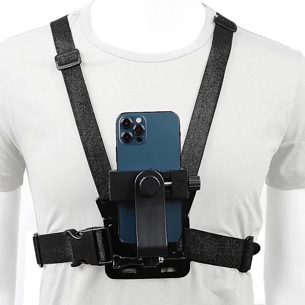 [QD] Brystsele for mobiltelefon, holder for actionkamera, kompatibel med Samsung Iphone Gopro