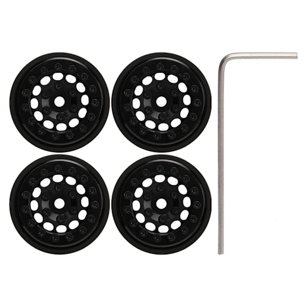 4kpl 1.0 Tuuman Beadlock Vanteet 12 Reikää Alumiiniseos RC Pyörännavat FMS FCX24 1/24 Crawler Musta