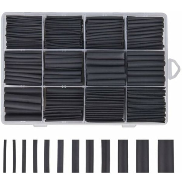 QU/Sort Krympeflex 625 Stykker Krympeflex Krympeflex Et Sortiment af 8 Størrelser 1-10mm, GU.B/god