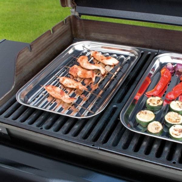 Grillbrett, grillpanne, rustfritt stål, ca. 35 x 25,5 cm