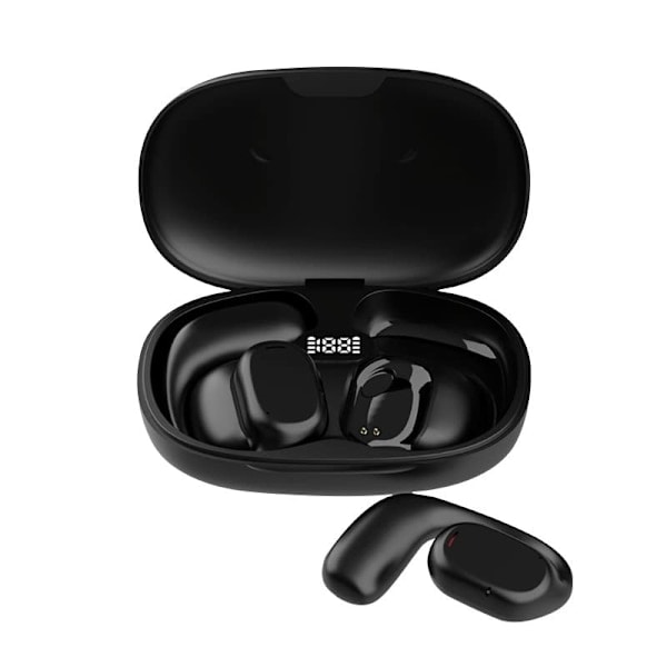 Trådlösa Bluetooth-hörlurar, icke in-ear sportlurar (Svart)_QF