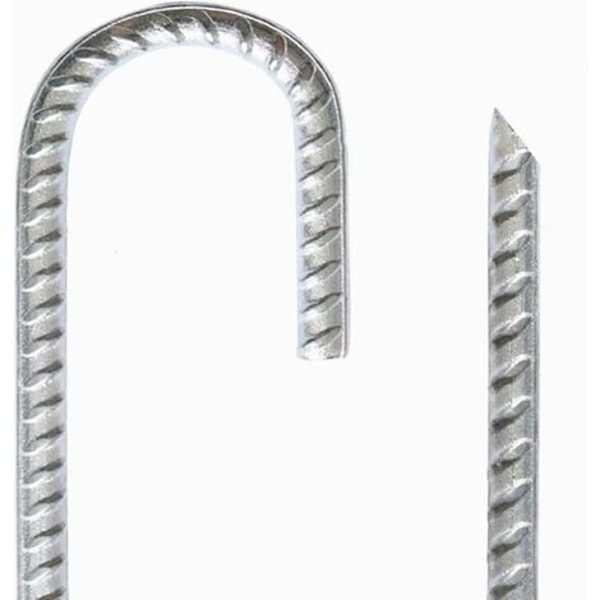 #QD# Pakke med 4 kraftige J-Bar ankerpløkker i galvaniseret stål - til telte, lysthuse, slotte, telte, trampoliner, hoppeborge, camping, fodboldmål