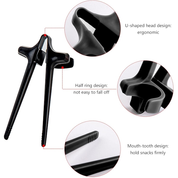 4 stk Finger Spisepinner, Snack Spisepinner Gjenbrukbare Tang Matklyper, Plast Finger Spisepinner