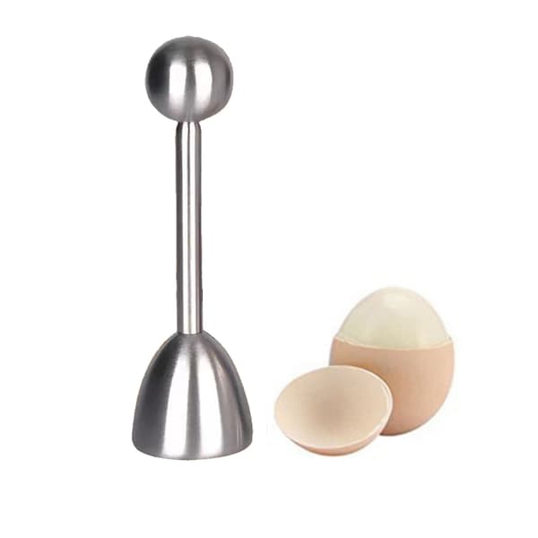 Eggeåpner og eggetopper i rustfritt stål for hardkokte og bløtkokte egg Silver