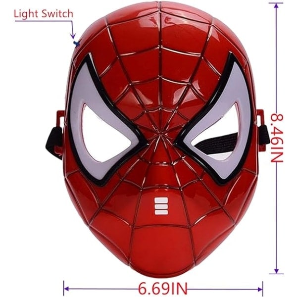 \"QD\" Spider-Man Mask för Barn, Spiderman Mask Lysande Leksak med LED Lysande Ögon Halloween