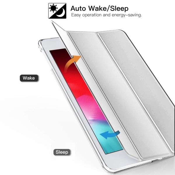 [QD] Smart Case kompatibel med iPad Air 3 10.5 \", Gjennomsiktig Matt Bakside Magnetisk Deksel med Auto Sleep/Wake-sølv