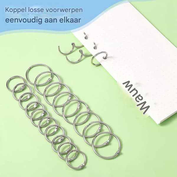Binderinge, Metalringe, til bogbinding, memoklips, til scrapbøger/album, 80-pakke, 25 mm