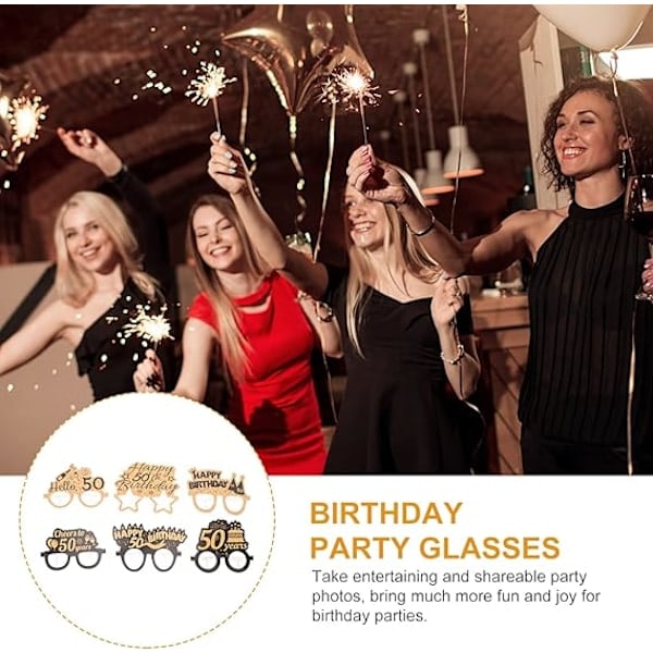 \"QD\" 50-årsdag Pappersglasögon Grattis På Födelsedagen Pappersglasögon Roliga Glasögon Nyhet Ögonkläder Födelsedagsfesttillbehör 6 Par