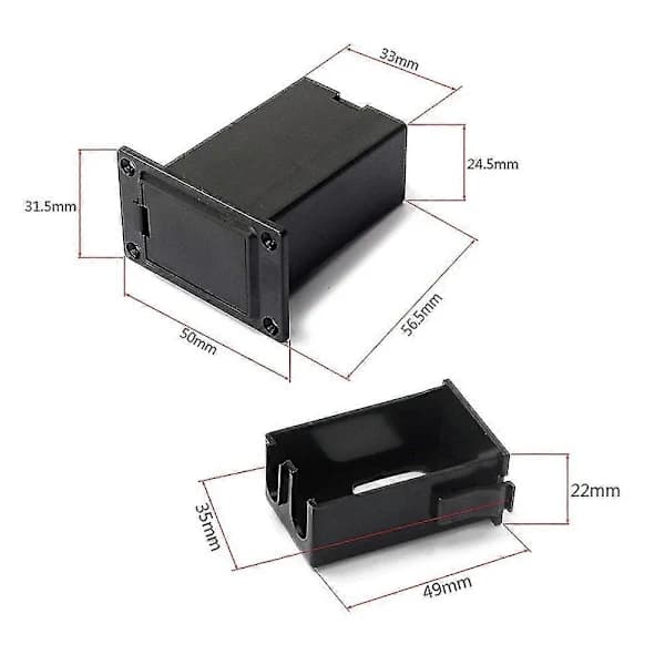 9V Batteriholder Rum til Akustisk Guitar Bas Pickup Sort