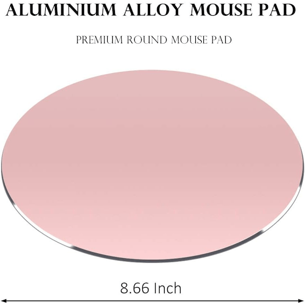[QD] Metallmusmatta 8,66 tum musmatta med halkskydd (rund, roséguld)