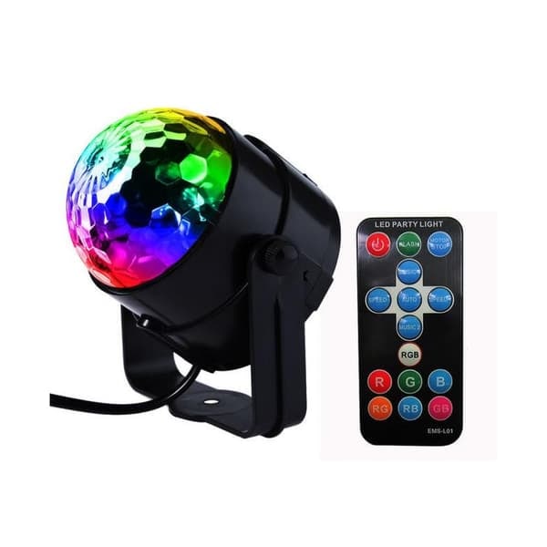 Diskokula med roterande RGB-ljus + fjärrkontroll (LED Party Light)_qq