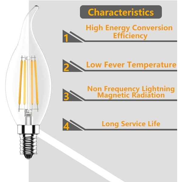 [QD] Tuoplyh 10-pak E14 LED-pære 4W, varm hvid 2700K kandelaber E14 SES-pære, ikke dæmpbar, 400LM, LED-pære