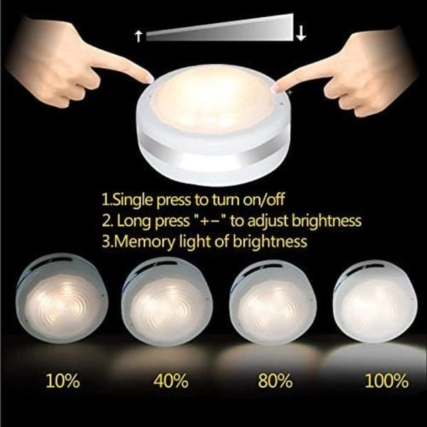 LED Puck Lampor – Batteridrivna med Fjärrkontroll (6-Pack) vit