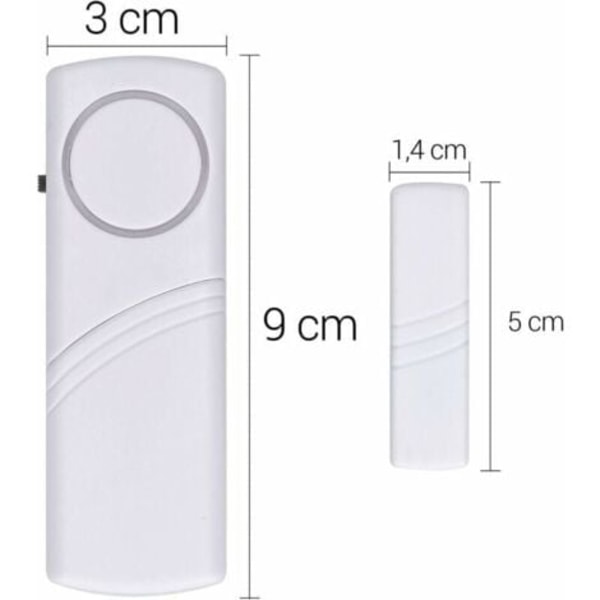 QU/Dörr- och fönsterlarm - Set om 4 - Hemsäkerhet och inbrott - Magnetisk funktion - 120 dB