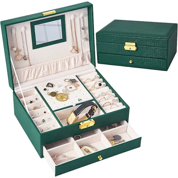 Smyckeskrin Organizer 2 Lager (Grön)
