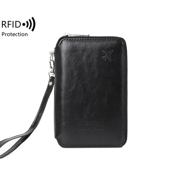 Sort pasetui i PU-læder med RFID-blokering