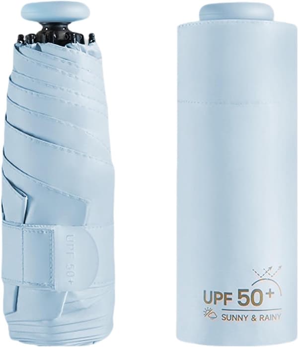 Mini reseparaply, kompakt hopfällbar silikondesign med UPF 50+ UV-skydd för väskor, ryggsäckar och pendling, transparent