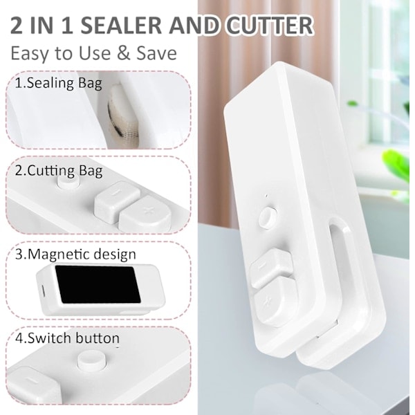 [QD] Mini poseforsegler håndholdt plastposeforsegler varmevakuumforsegler, bærbar matposeforseglingsmaskin