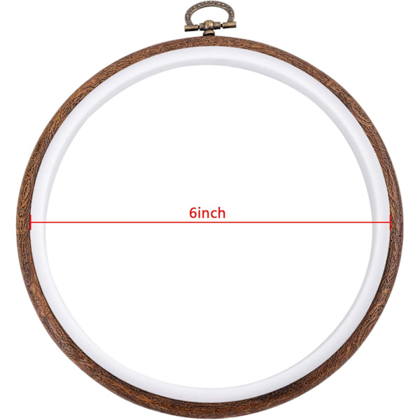\"QD\" 4-pack 15 cm runda broderibågar, displayram, cirkel, korsstygnsbåge, imitation trä broderisatser