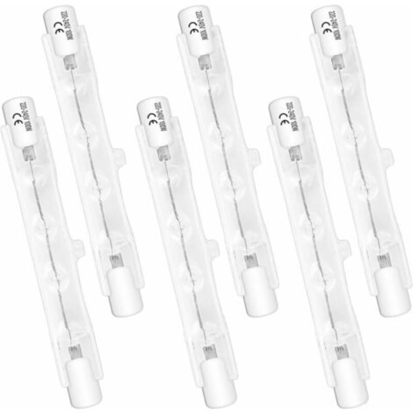 QU/Förpackning med 6 R7S 78mm Halogenlampor, 100W, 230V, Dimbar, 2700K Varmvit, 1500lm Ljusflöde, Linjära Halogenstrålkastare - DPZ
