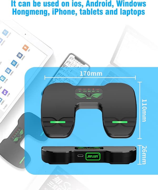 Bluetooth Sidevender-pedal, genopladelig fodkontakt til håndfri læsning og musik, fungerer med iOS, Android og Windows-tablets