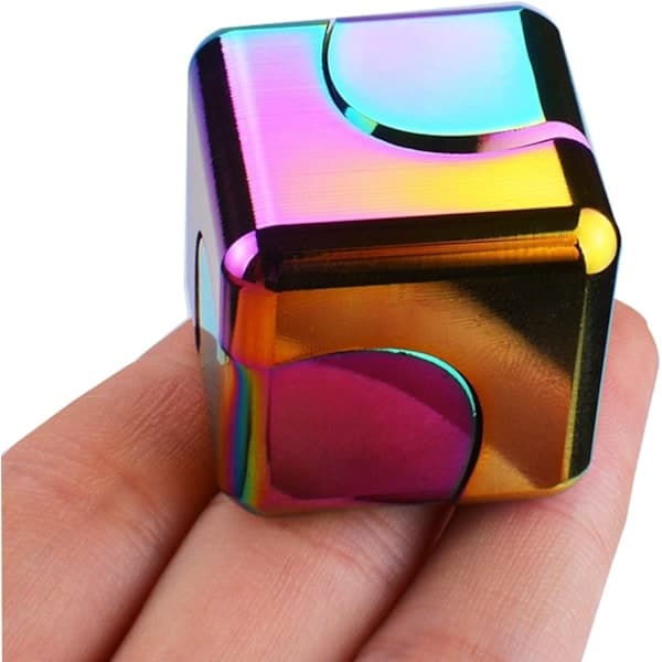 Fidget Spinner Toy Cube - Skrivebordsleketøy i metall, sensorisk stresslindring for voksne, Valentinsdagsgave EDC