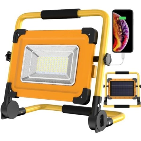 #QD#100W Aurinkokennolataus LED-työvalo, 120 LED-työvalo, 12000mAH akku Vedenkestävä USB-virtapankki auton korjaukseen, autotalliin, retkeilyyn