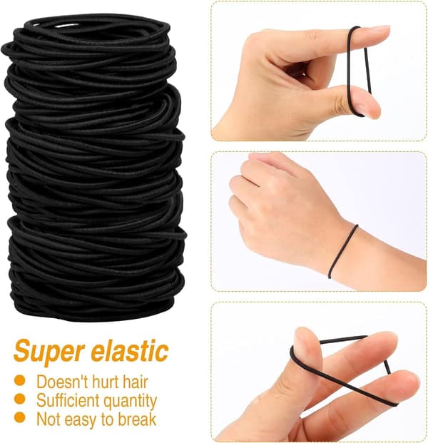 100 stk. Elastiske Hårbånd, Små Elastiske Hårbånd til Kvinder, 4 mm Tynde Hårbånd til Børn, Bløde Hårbånd uden Metal, Elastisk Hestehaleholder
