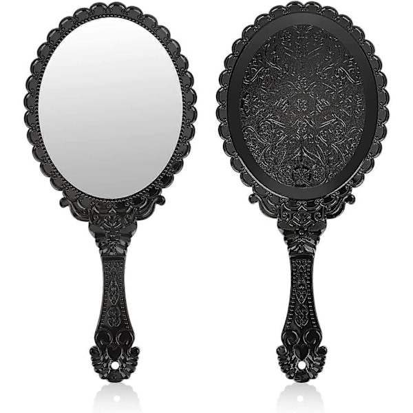 \"QD\" Vintage Handheld Mirror, Small Decorative Hand Held Mirror