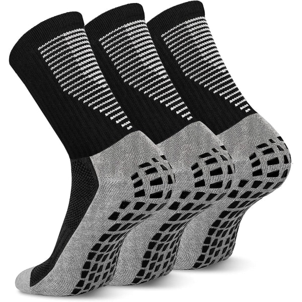 QD-2/3 Par Gripstrømper Fotball Herre Dame Antiskli Sports Gripstrømper Pustende Svart 3 Par