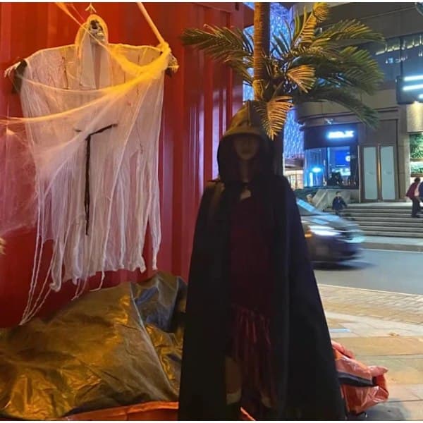 Kappe til død, vampyr, heks, festkostume til voksne og børn, sort kappe