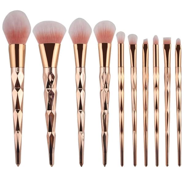 Makeupbørstesæt, 10 børster - Rosaguld