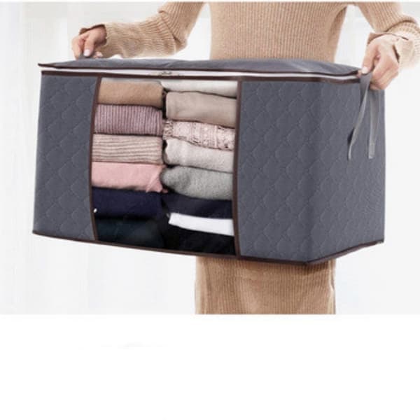 Opbevaringspose til lagner, dyner, tøj 60x43x35 cm Grå 1-pak_qq