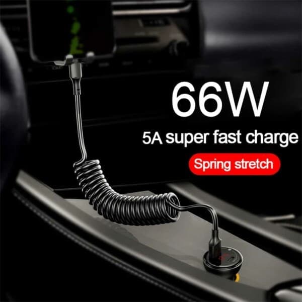 USB-C Spiralkabel med Power Delivery PD 66W 1,5m Svart_qq