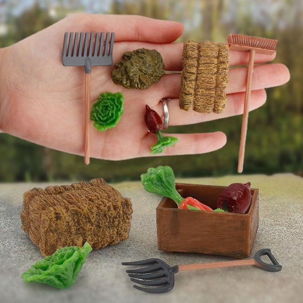 7/13 stk Miniatyrleker Simuleringsutdanning PVC Hageverktøy Modellleke for Barn