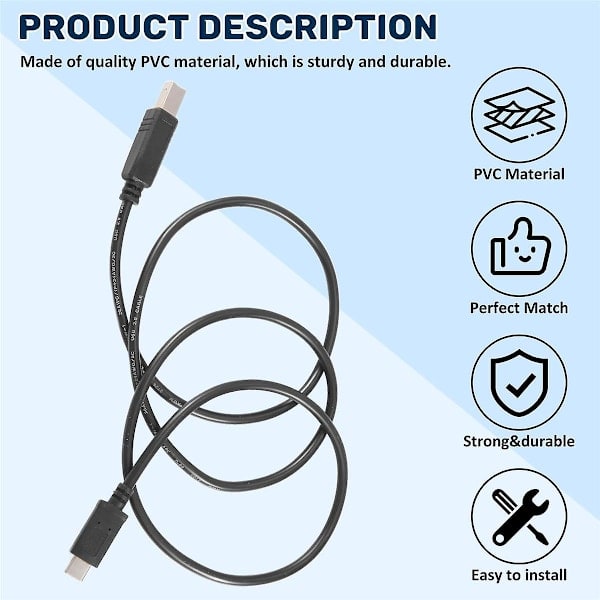 USB-C USB 3.1 Tyyppi C Uros - USB 2.0 B Uros Datakaapeli Johto Puhelin Tulostin
