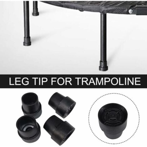 QU/10 Pak Nem-Installations Skridsikre Trampolinbenhætter i Gummi - Kraftige Trampolintilbehør i Latex til 1\" Runde Ben - Sort