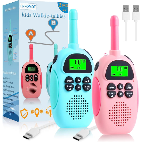 Kids Walkie Talkie, 2:a ReSYDSargeable Kid Walkie Talkie Rosa+Rosa