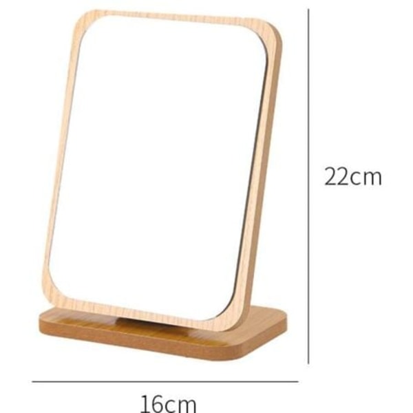 QU/Sammenleggbart sminkespeil i tre - Lite firkantet stående speil 22x16cm - Bærbart sminkespeil - Medium firkantet stående