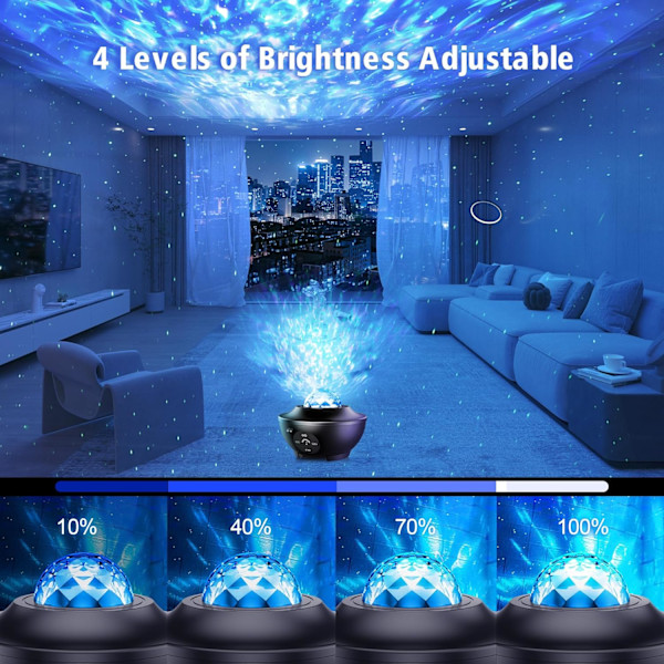 QU*LED-stjernehimmelprojektor, Galaxy stjernehimmelprojektor, lampe stjernehimmel med timer/fjernkontroll/Bluetooth-høyttaler for barn