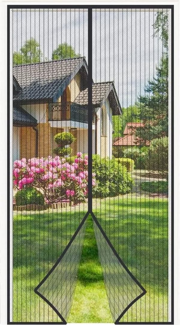 Magnetisk fluenetdør med automatisk lukning til balkon og terrasse, sort, 120 x 240 cm